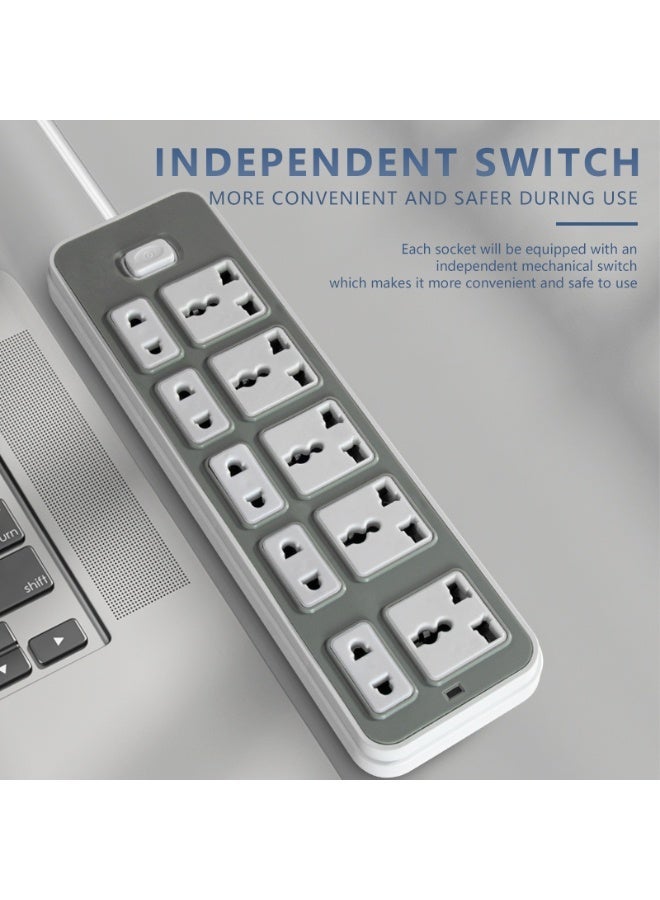 فكسر لوحة تمديد متعددة المقابس من FIXER بطول 5 أمتار - 10 مقابس عالمية مع مفتاح تشغيل، وحماية من زيادة التيار، وسلك طويل للمنزل والمكتب والأجهزة المنزلية - Image 4